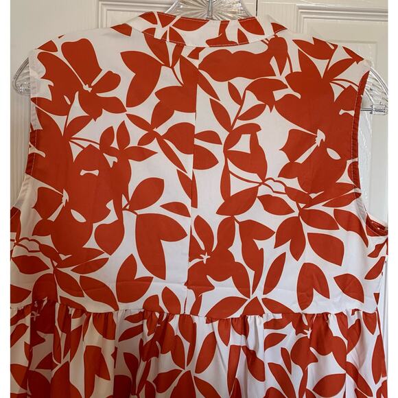 Summer tiered dress size large orange on cream botanical - Picture 5 of 8